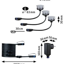 New Paulmann LED-terassivalaisinsarja Plug & Shine Floor, IP67, 2200K, 3x2W, hopea