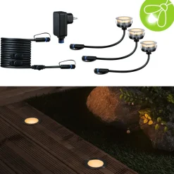 New Paulmann LED-terassivalaisinsarja Plug & Shine Floor, IP67, 2200K, 3x2W, hopea