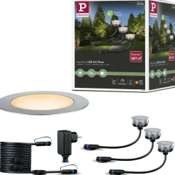 New Paulmann LED-terassivalaisinsarja Plug & Shine Floor, IP67, 2200K, 3x2W, hopea