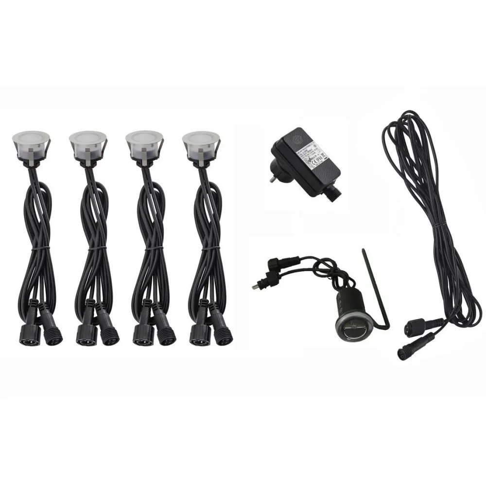 Online LED Energie LED-terassivalosarja 4x0,4W IP65/44 3000K hämäräkytkin