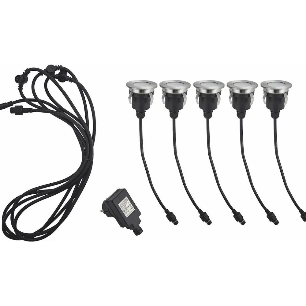 Discount Malmbergs LED-terassivalosarja Ground III Kit 5x0.6W, IP67, teräs