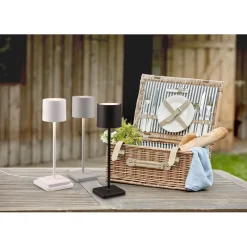 Clearance Trio LED-ulkopöytävalaisin Fernandez, ladattava