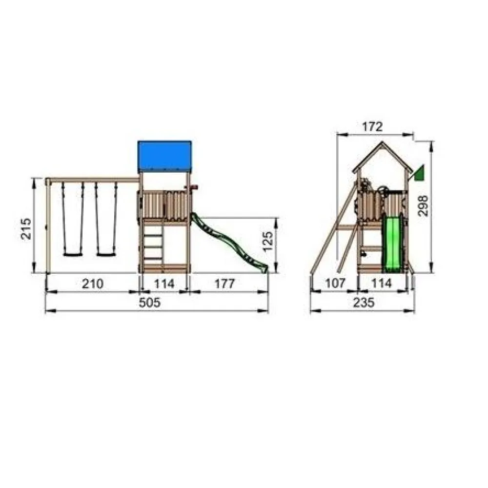 Online Jungle Gym Leikkikeskus Castle ja Swing Module X'tra sis. liukumäen