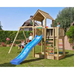 Clearance Jungle Gym Leikkitorni Mansion 2.1, 2-Swing Module 220, liukumäki ja 120 kg hiekkaa