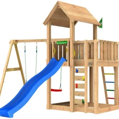 Clearance Jungle Gym Leikkitorni Mansion 2.1, 2-Swing Module 220, liukumäki ja 120 kg hiekkaa