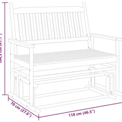 FinePRICE Liukupenkki musta 118x70x104,5 cm täysi haapa (08866)