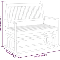 FinePRICE Liukupenkki musta 118x70x104,5 cm täysi haapa (08866)