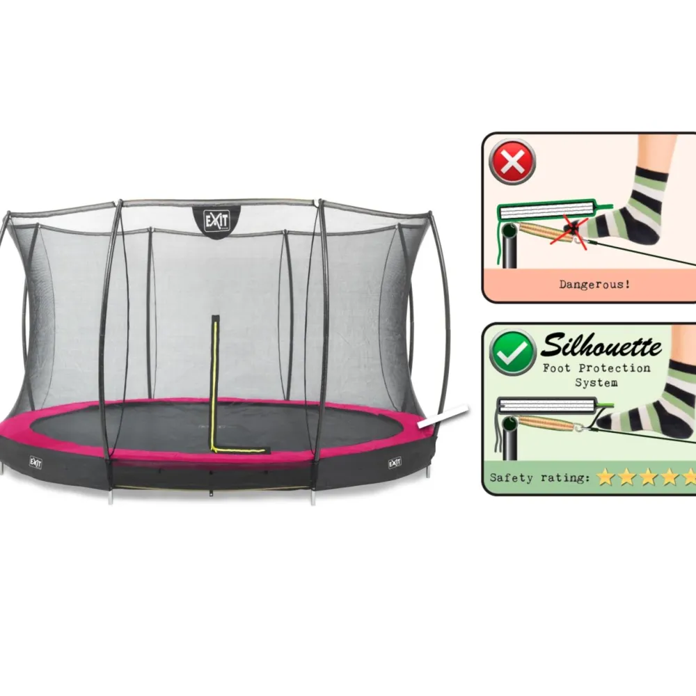 Outlet Exit Maatrampoliini Silhouette Ground pyöreä sis. turvaverkko pinkki eri kokoja