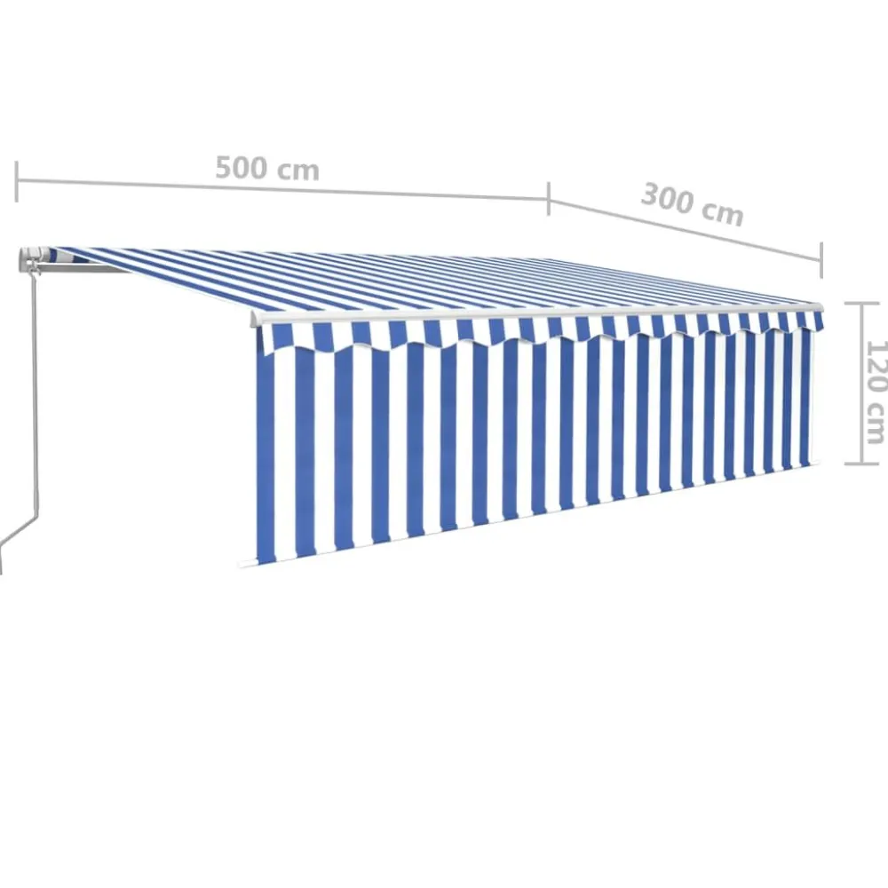 New FinePRICE Manuaalisesti kelattava markiisi 2 verho/LED 3x2,5 m keltainen/valkoinen