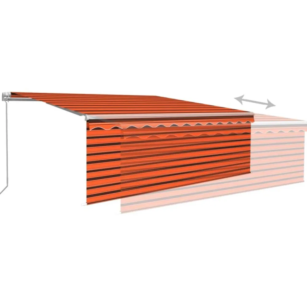 New FinePRICE Manuaalisesti kelattava markiisi 2 verho/LED 3x2,5 m keltainen/valkoinen