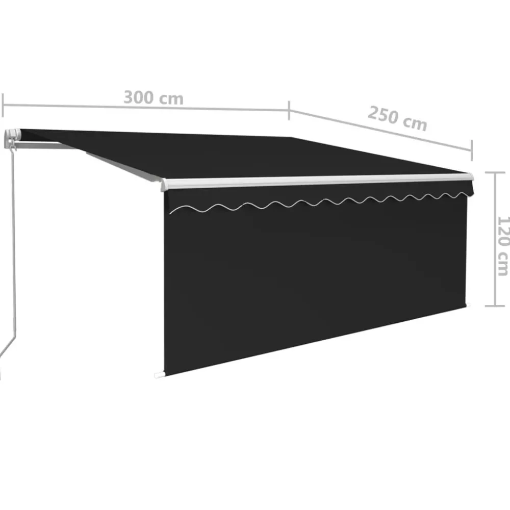 New FinePRICE Manuaalisesti kelattava markiisi 2 verho/LED 3x2,5 m keltainen/valkoinen