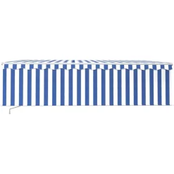 New FinePRICE Manuaalisesti kelattava markiisi 2 verho/LED 3x2,5 m keltainen/valkoinen