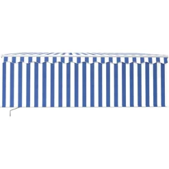 New FinePRICE Manuaalisesti kelattava markiisi 2 verho/LED 3x2,5 m keltainen/valkoinen