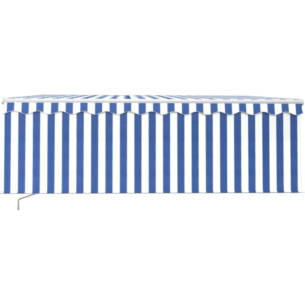 New FinePRICE Manuaalisesti kelattava markiisi 2 verho/LED 3x2,5 m keltainen/valkoinen