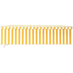 New FinePRICE Manuaalisesti kelattava markiisi 2 verho/LED 3x2,5 m keltainen/valkoinen