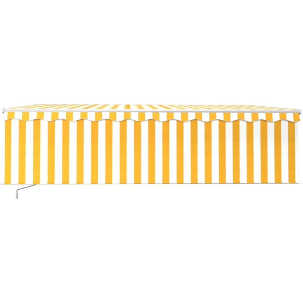 New FinePRICE Manuaalisesti kelattava markiisi 2 verho/LED 3x2,5 m keltainen/valkoinen