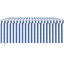 New FinePRICE Manuaalisesti kelattava markiisi 2 verho/LED 3x2,5 m keltainen/valkoinen