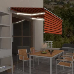 New FinePRICE Manuaalisesti kelattava markiisi 2 verho/LED 3x2,5 m keltainen/valkoinen