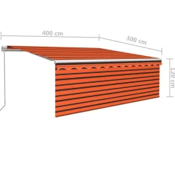 New FinePRICE Manuaalisesti kelattava markiisi 2 verho/LED 3x2,5 m keltainen/valkoinen