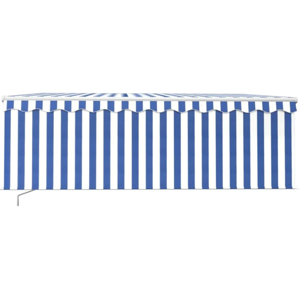 New FinePRICE Manuaalisesti kelattava markiisi 2 verho/LED 3x2,5 m keltainen/valkoinen