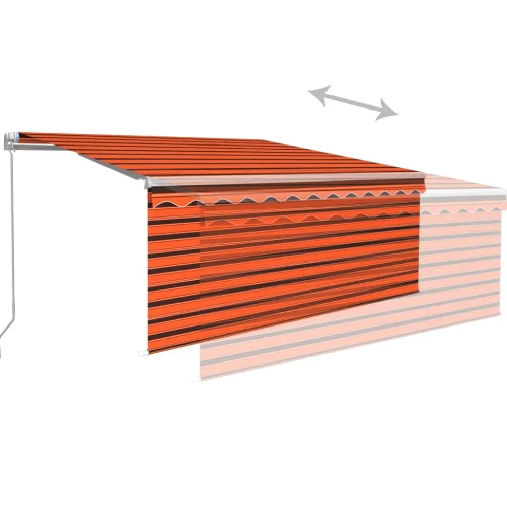 New FinePRICE Manuaalisesti kelattava markiisi 2 verho/LED 3x2,5 m keltainen/valkoinen