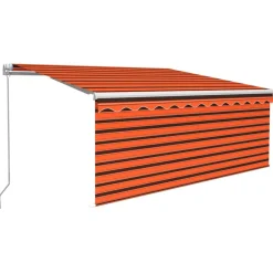 Sale FinePRICE Manuaalisesti kelattava markiisi 2 verhoilla 3x2,5m sininen/valkoinen