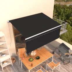 Sale FinePRICE Manuaalisesti kelattava markiisi 2 verhoilla 3x2,5m sininen/valkoinen