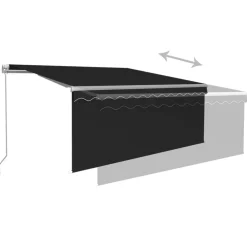 Sale FinePRICE Manuaalisesti kelattava markiisi 2 verhoilla 3x2,5m sininen/valkoinen