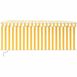 Sale FinePRICE Manuaalisesti kelattava markiisi 2 verhoilla 3x2,5m sininen/valkoinen