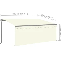 Discount FinePRICE Manuaalisesti kelattava markiisi verhoilla 3x2,5 m kerma