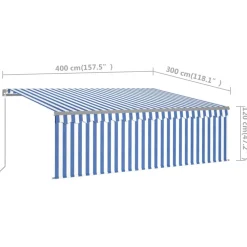 Discount FinePRICE Manuaalisesti kelattava markiisi verhoilla 3x2,5 m kerma