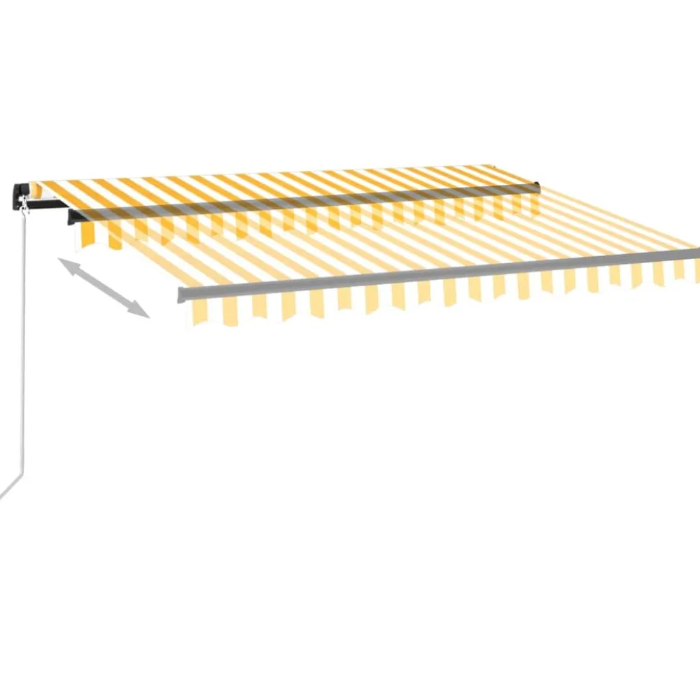 Outlet FinePRICE Manuaalisesti sisäänkelattava markiisi LEDillä 350x250 cm kermanvalkoinen