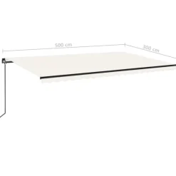 Outlet FinePRICE Manuaalisesti sisäänkelattava markiisi LEDillä 350x250 cm kermanvalkoinen