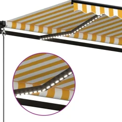 Outlet FinePRICE Manuaalisesti sisäänkelattava markiisi LEDillä 350x250 cm kermanvalkoinen