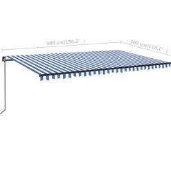 Outlet FinePRICE Manuaalisesti sisäänkelattava markiisi LEDillä 350x250 cm kermanvalkoinen