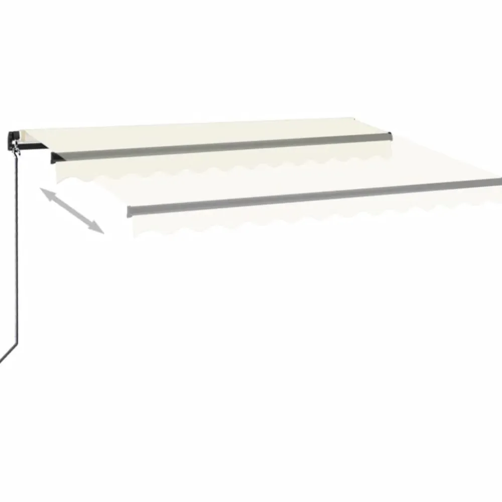 Outlet FinePRICE Manuaalisesti sisäänkelattava markiisi LEDillä 350x250 cm kermanvalkoinen