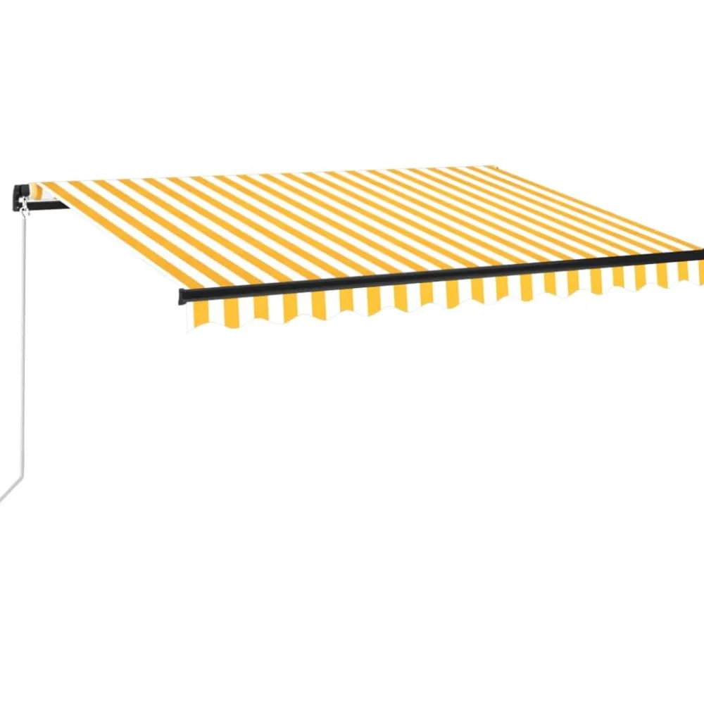 Outlet FinePRICE Manuaalisesti sisäänkelattava markiisi LEDillä 350x250 cm kermanvalkoinen