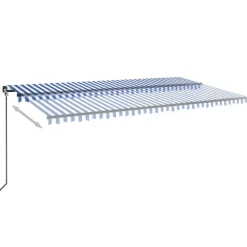 Outlet FinePRICE Manuaalisesti sisäänkelattava markiisi LEDillä 350x250 cm kermanvalkoinen