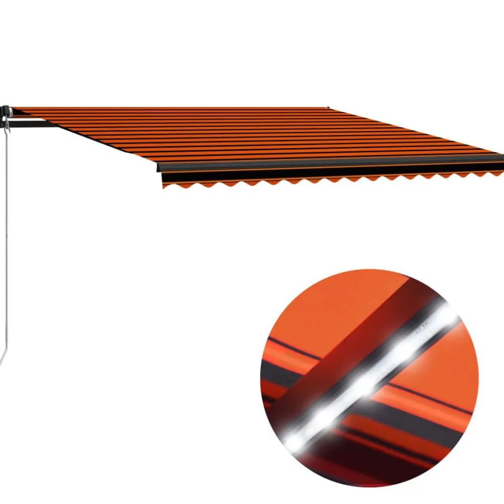 Outlet FinePRICE Manuaalisesti sisäänkelattava markiisi LEDillä 350x250 cm kermanvalkoinen