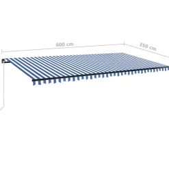 Outlet FinePRICE Manuaalisesti sisäänkelattava markiisi LEDillä 350x250 cm kermanvalkoinen