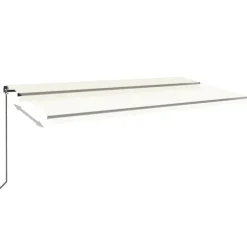 Outlet FinePRICE Manuaalisesti sisäänkelattava markiisi LEDillä 350x250 cm kermanvalkoinen