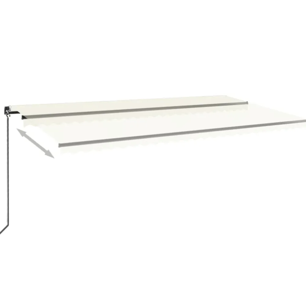 Outlet FinePRICE Manuaalisesti sisäänkelattava markiisi LEDillä 350x250 cm kermanvalkoinen