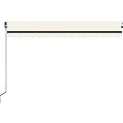 Outlet FinePRICE Manuaalisesti sisäänkelattava markiisi LEDillä 350x250 cm kermanvalkoinen