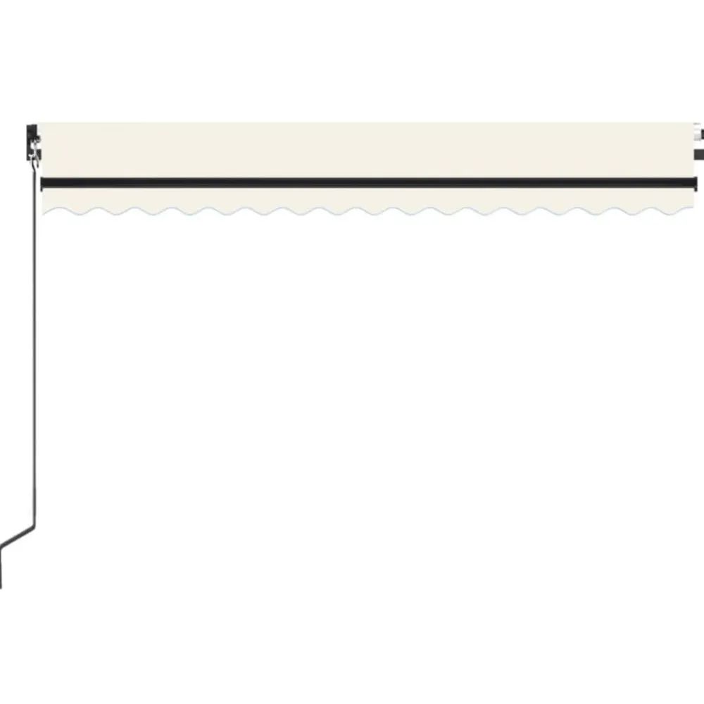Outlet FinePRICE Manuaalisesti sisäänkelattava markiisi LEDillä 350x250 cm kermanvalkoinen