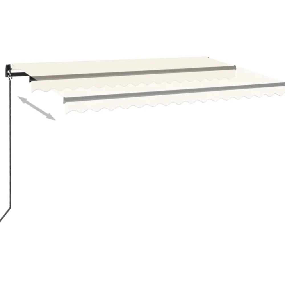 Outlet FinePRICE Manuaalisesti sisäänkelattava markiisi LEDillä 350x250 cm kermanvalkoinen