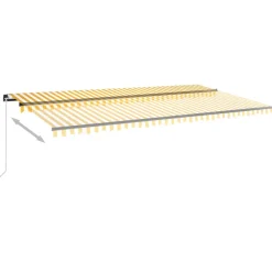 Outlet FinePRICE Manuaalisesti sisäänkelattava markiisi LEDillä 350x250 cm kermanvalkoinen