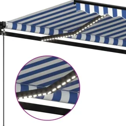Outlet FinePRICE Manuaalisesti sisäänkelattava markiisi LEDillä 350x250 cm kermanvalkoinen
