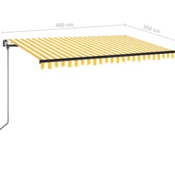 Outlet FinePRICE Manuaalisesti sisäänkelattava markiisi LEDillä 350x250 cm kermanvalkoinen