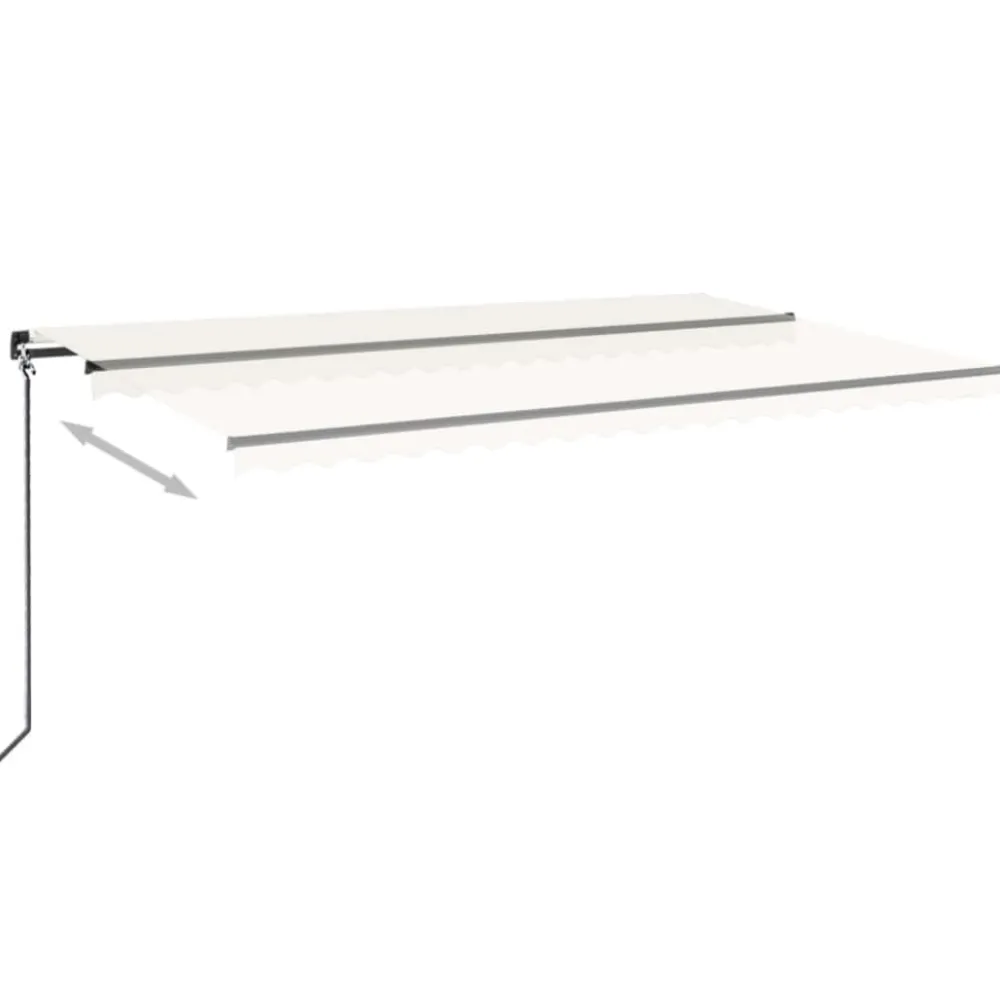 Outlet FinePRICE Manuaalisesti sisäänkelattava markiisi LEDillä 350x250 cm kermanvalkoinen
