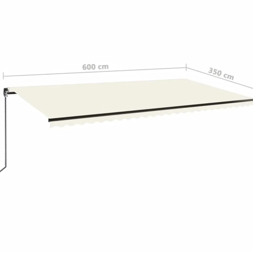 Outlet FinePRICE Manuaalisesti sisäänkelattava markiisi LEDillä 350x250 cm kermanvalkoinen